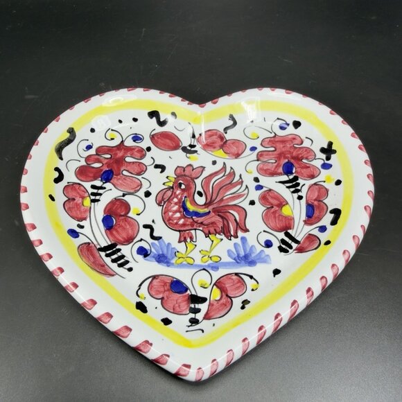 Hand Painted Deruta Italian Pottery Dish Plate Heart Shaped Folk Art Decorative - Picture 11 of 13